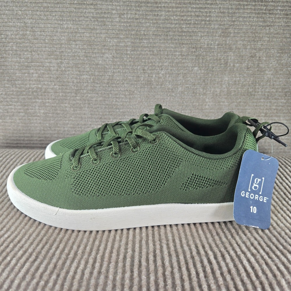 George Mens Size 10 Olive Green Knit Breathable Lace Up Sneakers MNGE25CA137